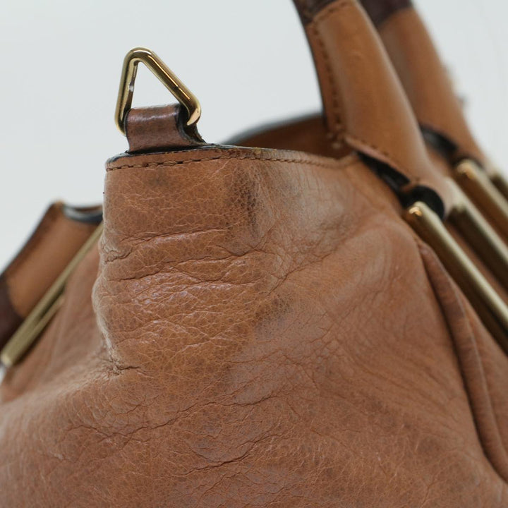 Chloe Etel Hand Bag Leather 2way Brown 03-12-50-65 th4017