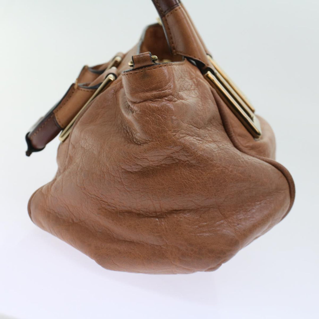 Chloe Etel Hand Bag Leather 2way Brown 03-12-50-65 th4017