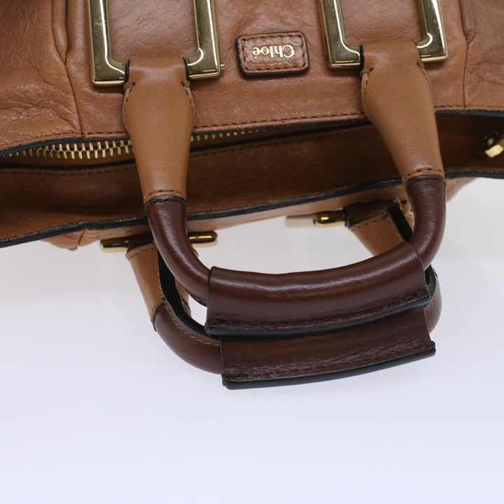 Chloe Etel Hand Bag Leather 2way Brown 03-12-50-65 th4017