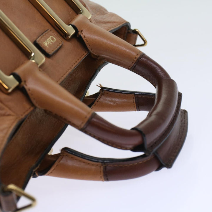 Chloe Etel Hand Bag Leather 2way Brown 03-12-50-65 th4017
