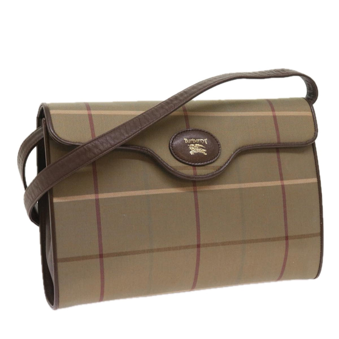 BURBERRYSs Nova Check Shoulder Bag Canvas Beige Auth th4069
