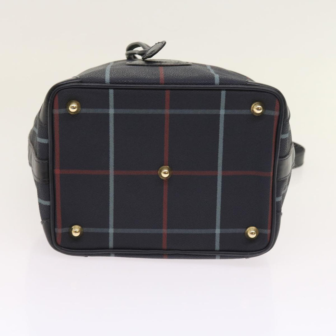 BURBERRYSs Nova Check Shoulder Bag PVC Leather Navy Auth th4082