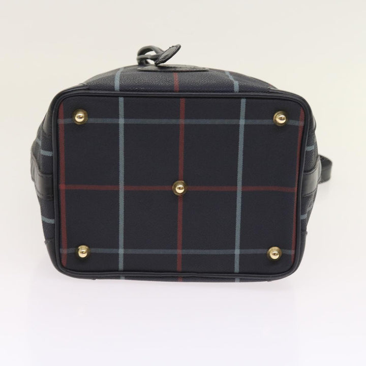 BURBERRYSs Nova Check Shoulder Bag PVC Leather Navy Auth th4082