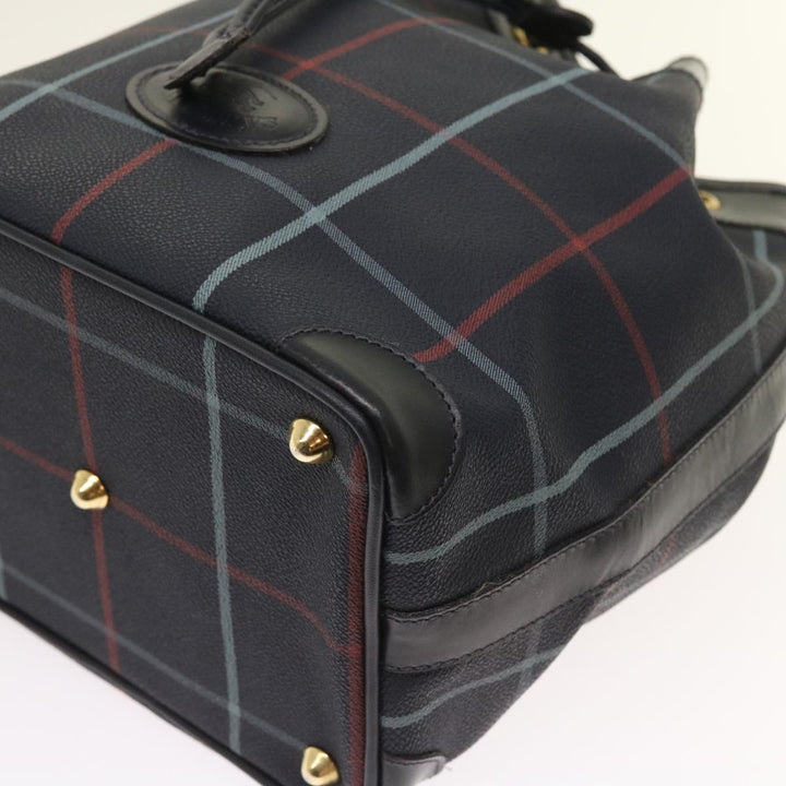 BURBERRYSs Nova Check Shoulder Bag PVC Leather Navy Auth th4082