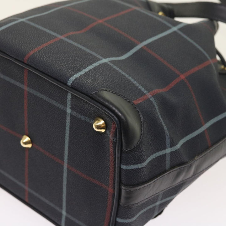BURBERRYSs Nova Check Shoulder Bag PVC Leather Navy Auth th4082