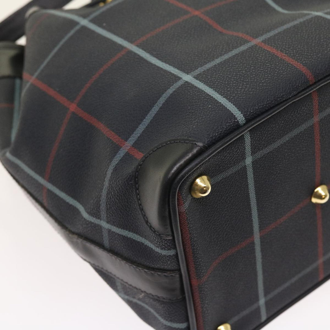 BURBERRYSs Nova Check Shoulder Bag PVC Leather Navy Auth th4082