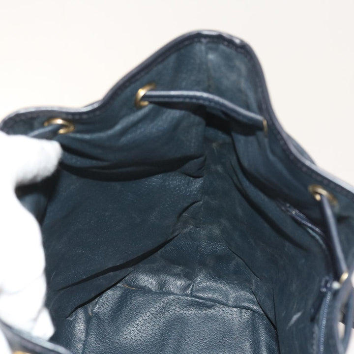 BURBERRYSs Nova Check Shoulder Bag PVC Leather Navy Auth th4082