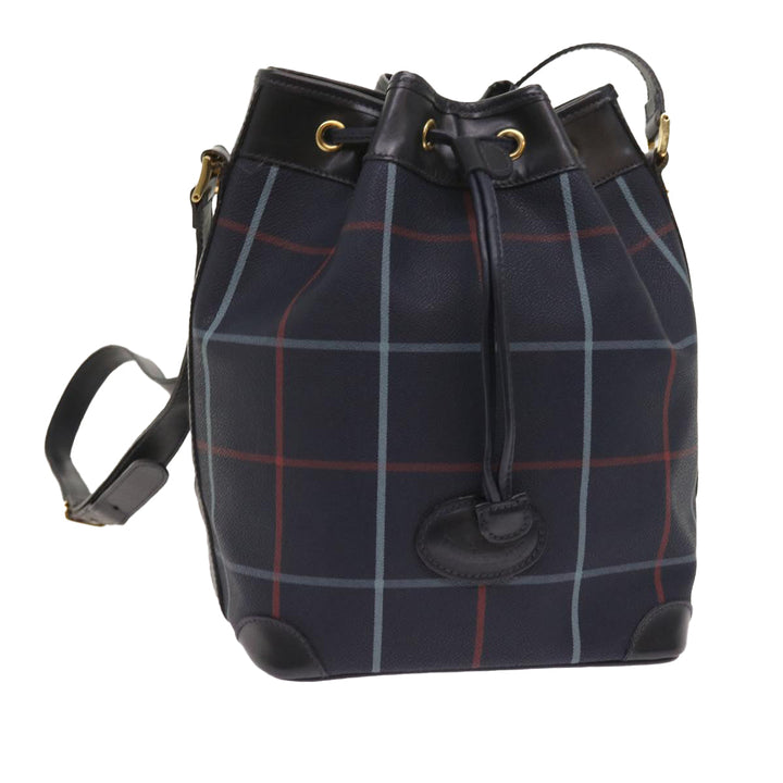 BURBERRYSs Nova Check Shoulder Bag PVC Leather Navy Auth th4082