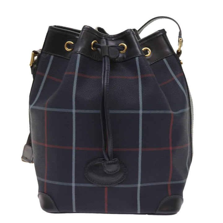 BURBERRYSs Nova Check Shoulder Bag PVC Leather Navy Auth th4082