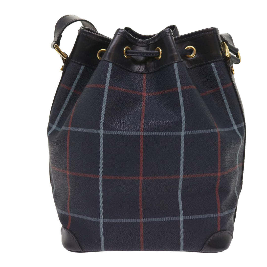 BURBERRYSs Nova Check Shoulder Bag PVC Leather Navy Auth th4082