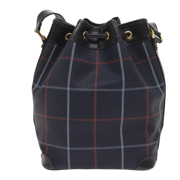 BURBERRYSs Nova Check Shoulder Bag PVC Leather Navy Auth th4082
