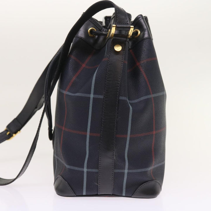 BURBERRYSs Nova Check Shoulder Bag PVC Leather Navy Auth th4082