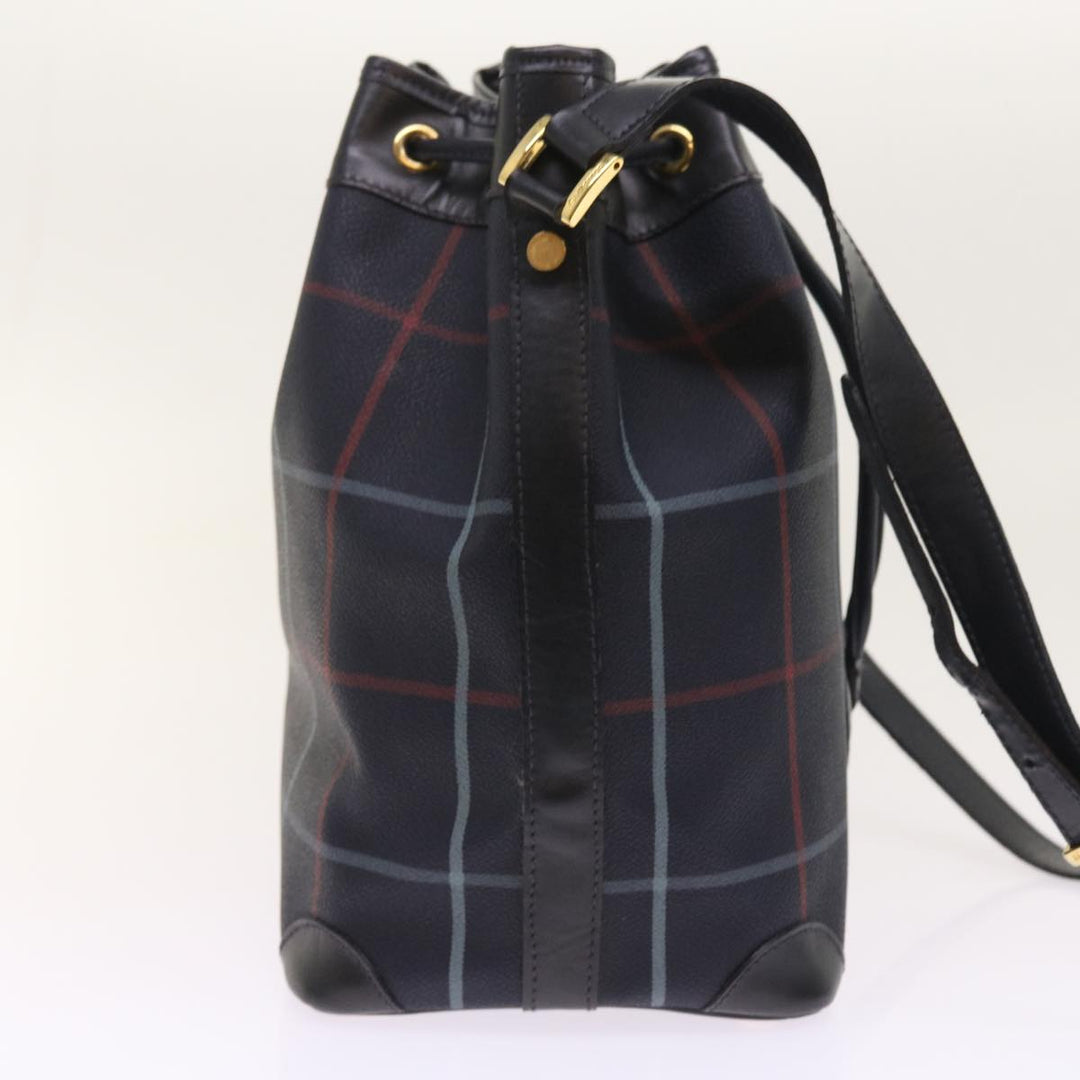 BURBERRYSs Nova Check Shoulder Bag PVC Leather Navy Auth th4082