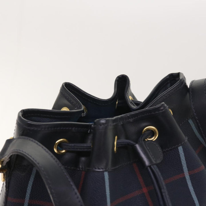 BURBERRYSs Nova Check Shoulder Bag PVC Leather Navy Auth th4082
