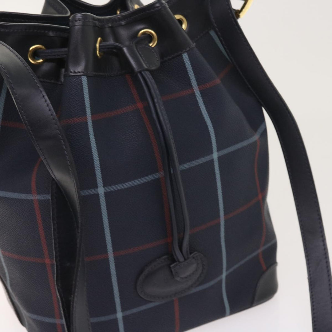 BURBERRYSs Nova Check Shoulder Bag PVC Leather Navy Auth th4082