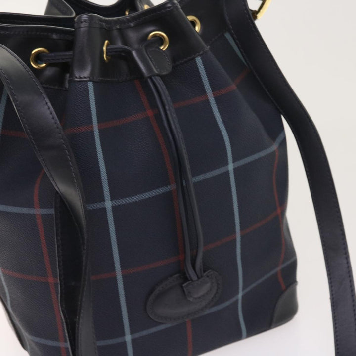 BURBERRYSs Nova Check Shoulder Bag PVC Leather Navy Auth th4082