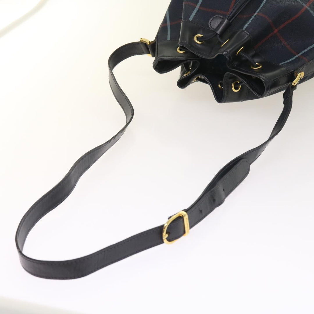 BURBERRYSs Nova Check Shoulder Bag PVC Leather Navy Auth th4082