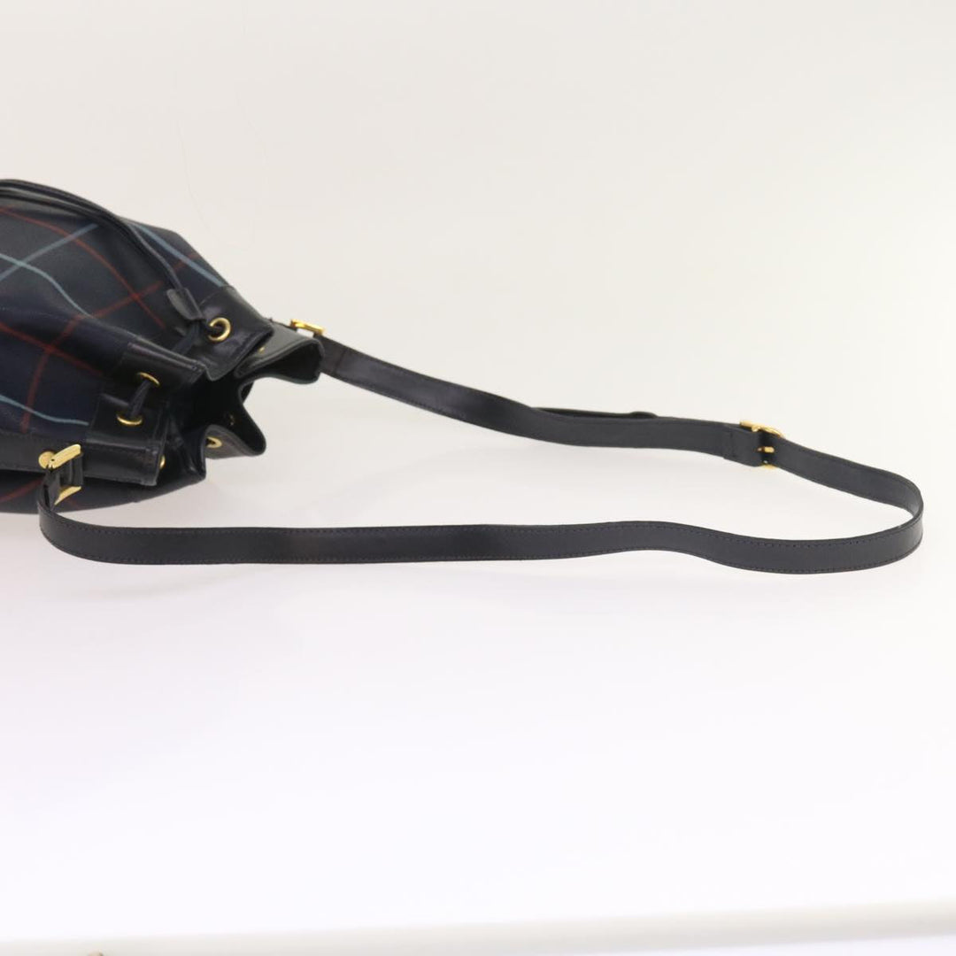 BURBERRYSs Nova Check Shoulder Bag PVC Leather Navy Auth th4082