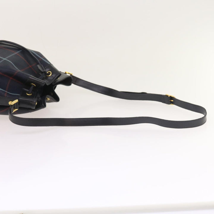 BURBERRYSs Nova Check Shoulder Bag PVC Leather Navy Auth th4082
