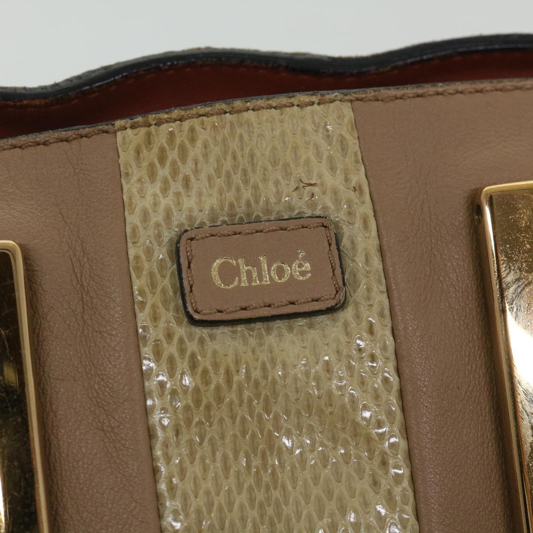Chloe Etel Hand Bag Leather 2way Beige th4098