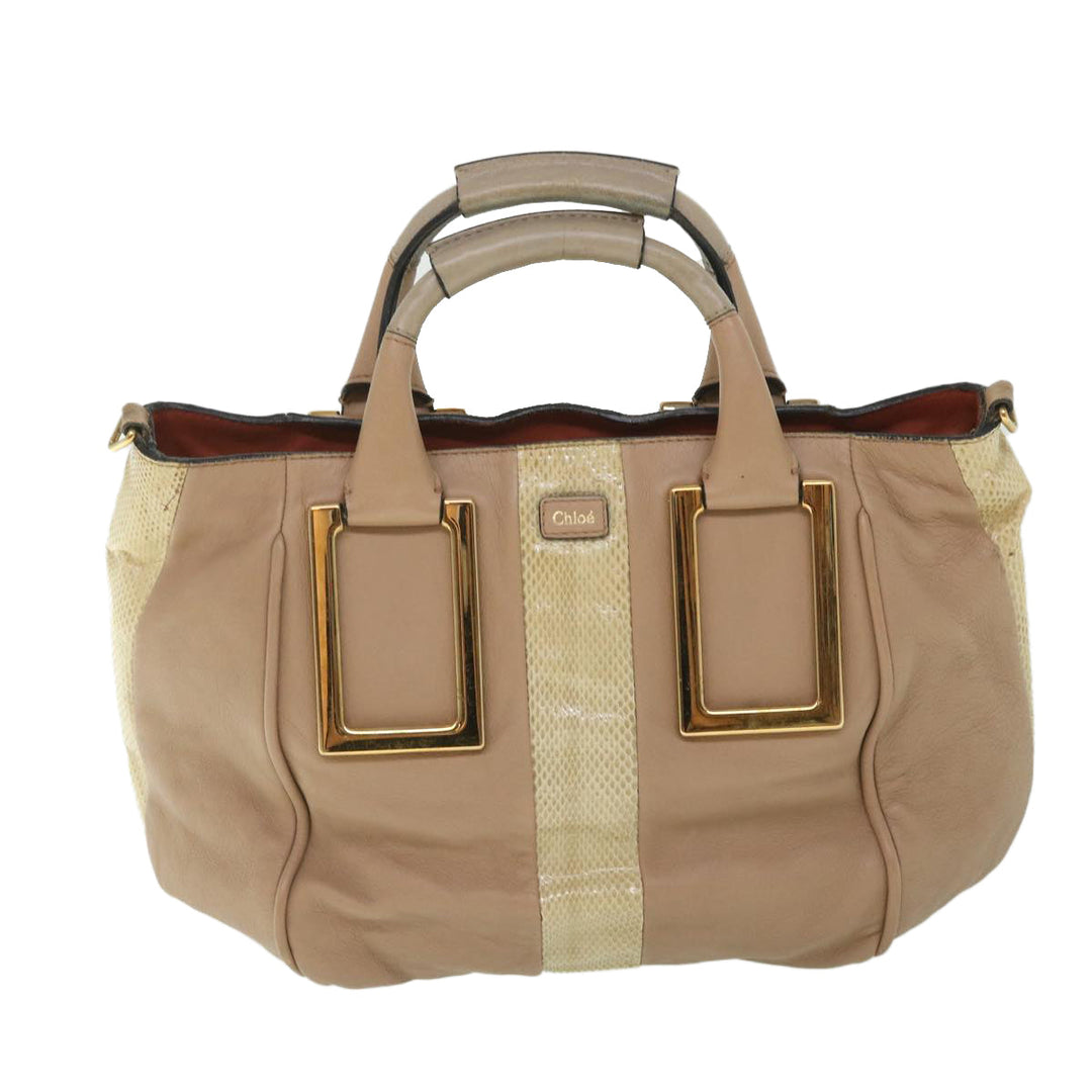 Chloe Etel Hand Bag Leather 2way Beige th4098