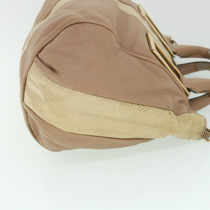 Chloe Etel Hand Bag Leather 2way Beige th4098