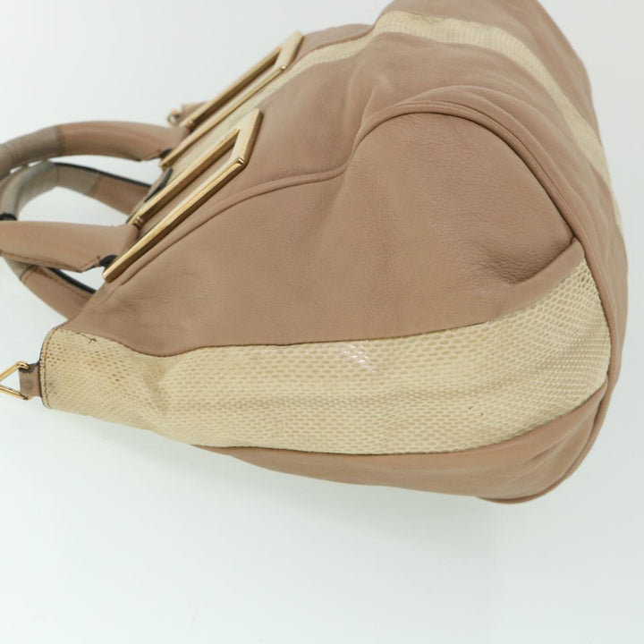 Chloe Etel Hand Bag Leather 2way Beige th4098