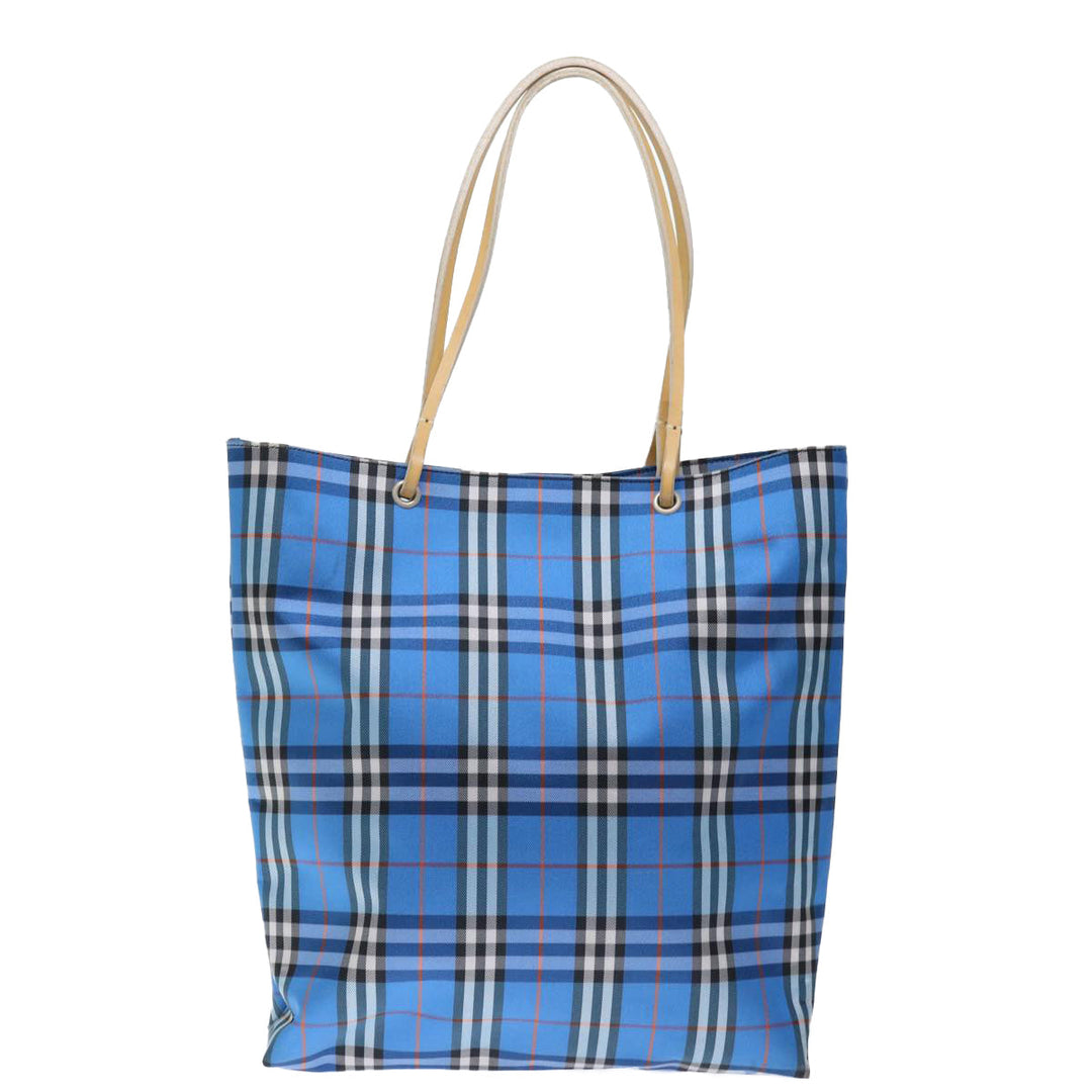 Burberry Nova Check Tote Bag Nylon Blue Auth th4791