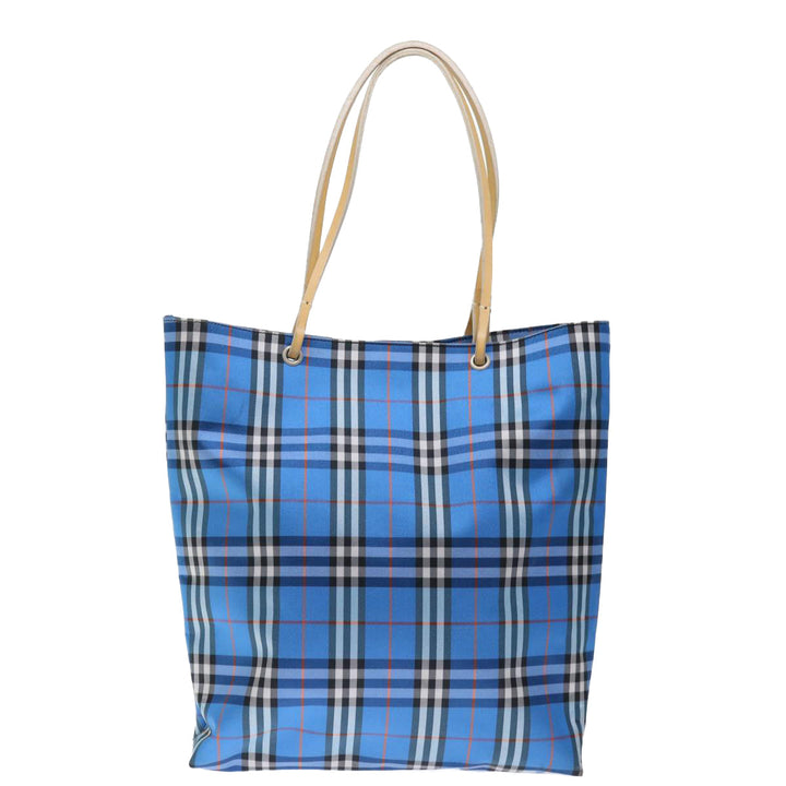 Burberry Nova Check Tote Bag Nylon Blue Auth th4791