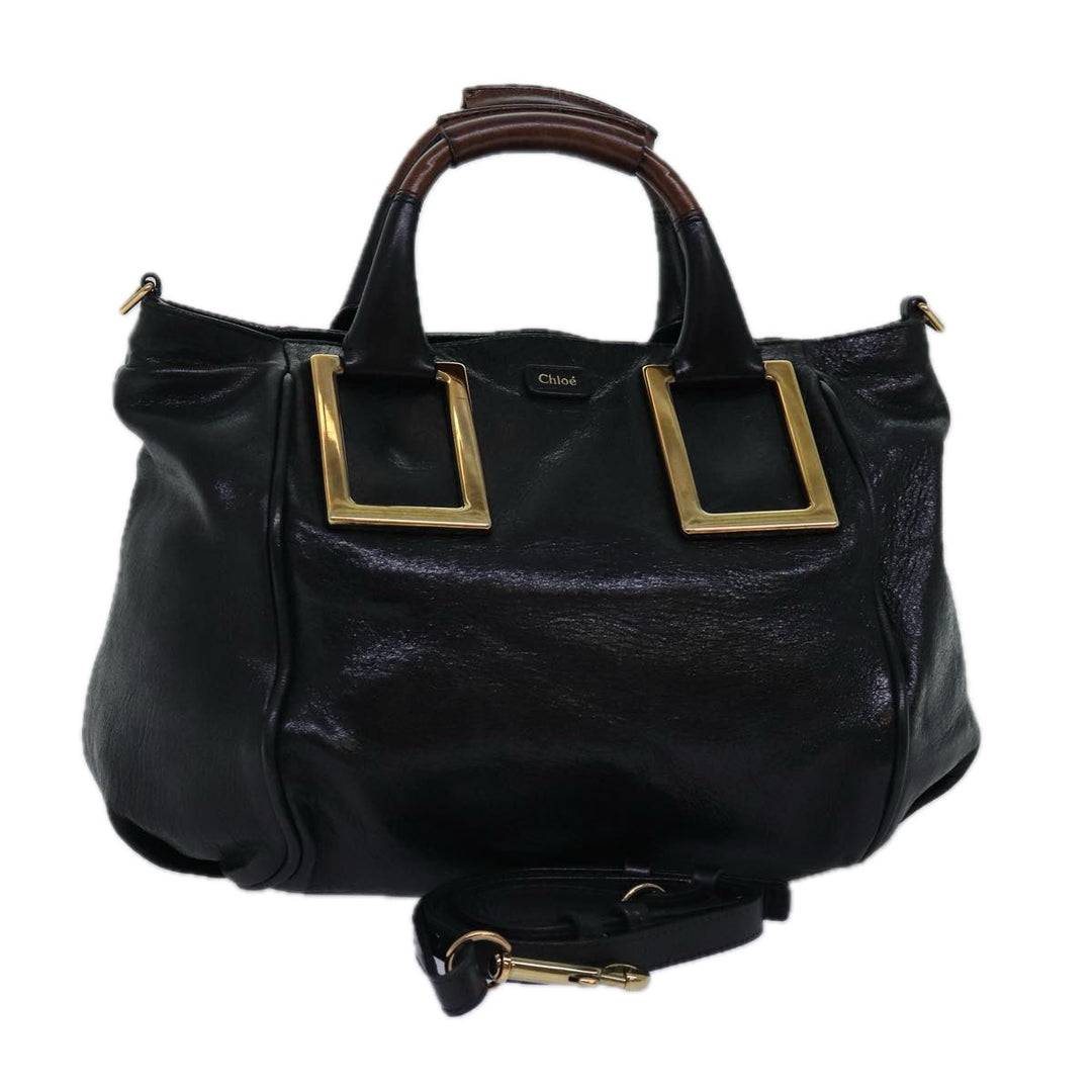 Chloe Etel Hand Bag Leather 2way Black 01 13 50 65 th4975
