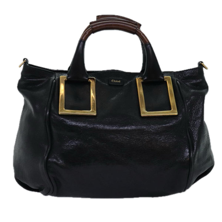Chloe Etel Hand Bag Leather 2way Black 01 13 50 65 th4975