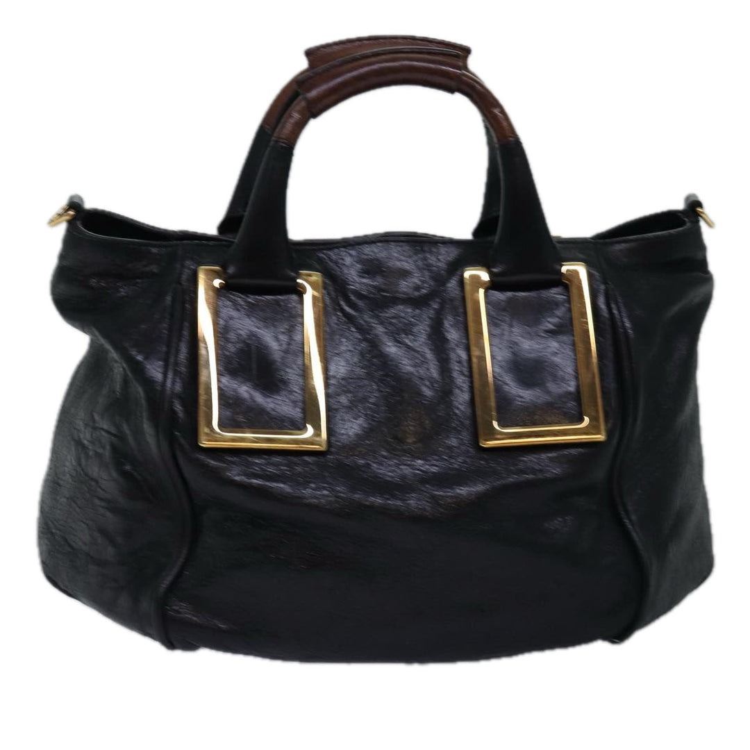 Chloe Etel Hand Bag Leather 2way Black 01 13 50 65 th4975