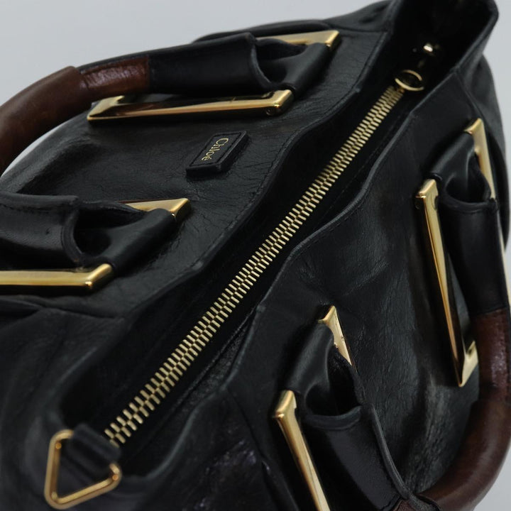 Chloe Etel Hand Bag Leather 2way Black 01 13 50 65 th4975