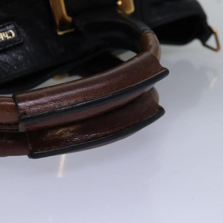 Chloe Etel Hand Bag Leather 2way Black 01 13 50 65 th4975