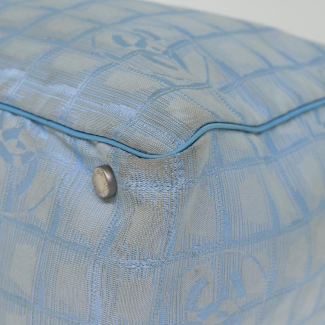 Chanel New Travel Line Tote Bag Nylon Blue CC Auth th4976