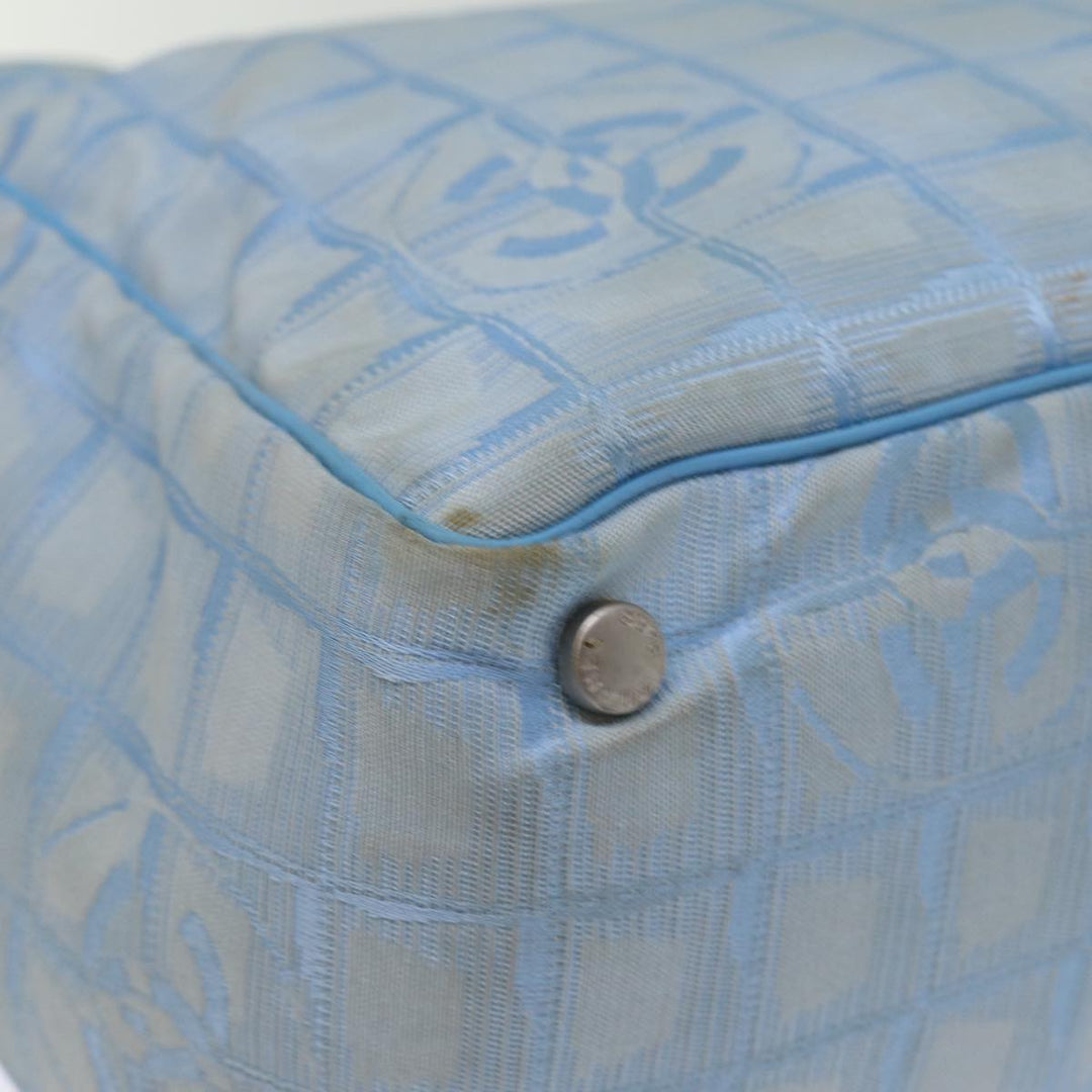 Chanel New Travel Line Tote Bag Nylon Blue CC Auth th4976