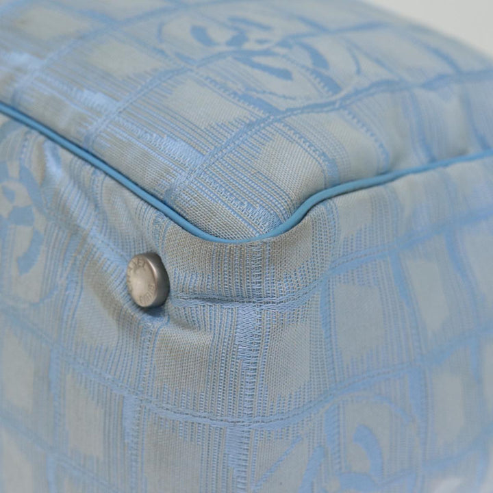 Chanel New Travel Line Tote Bag Nylon Blue CC Auth th4976