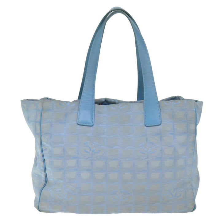 Chanel New Travel Line Tote Bag Nylon Blue CC Auth th4976