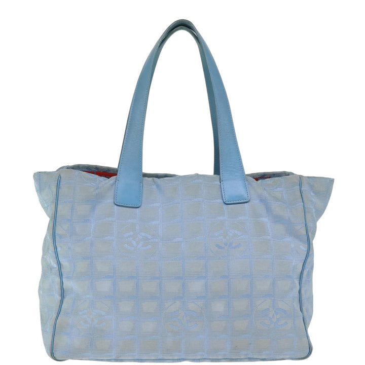 Chanel New Travel Line Tote Bag Nylon Blue CC Auth th4976