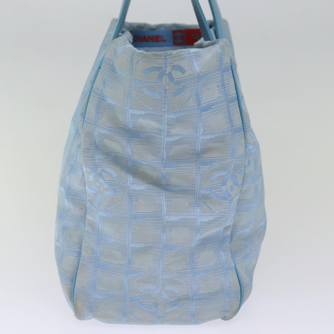 Chanel New Travel Line Tote Bag Nylon Blue CC Auth th4976