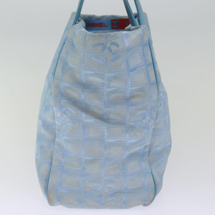 Chanel New Travel Line Tote Bag Nylon Blue CC Auth th4976