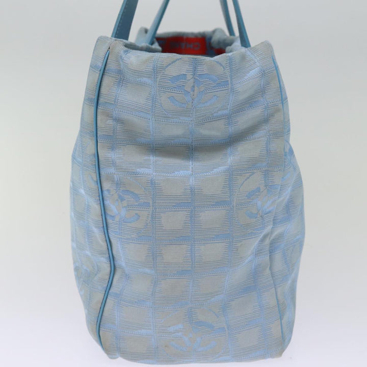 Chanel New Travel Line Tote Bag Nylon Blue CC Auth th4976