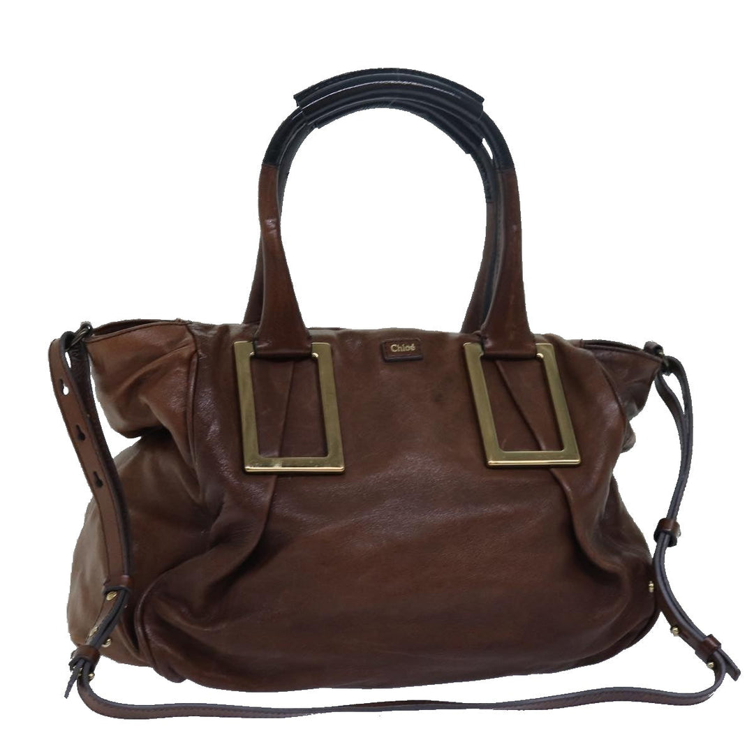 Chloe Etel Hand Bag Leather 2way Brown th5098