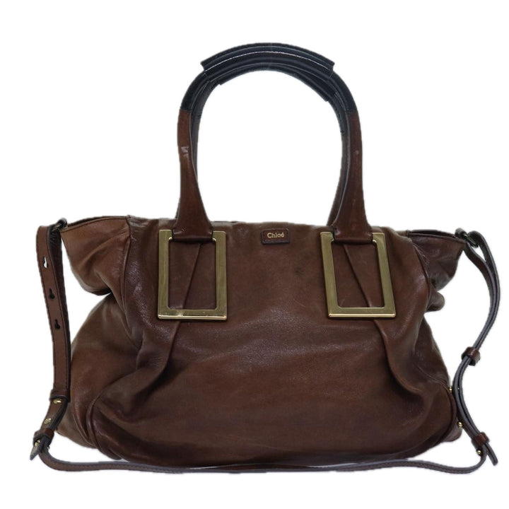 Chloe Etel Hand Bag Leather 2way Brown th5098