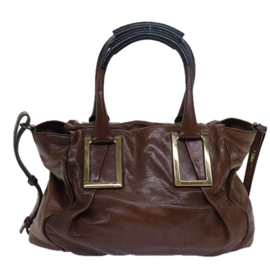 Chloe Etel Hand Bag Leather 2way Brown th5098