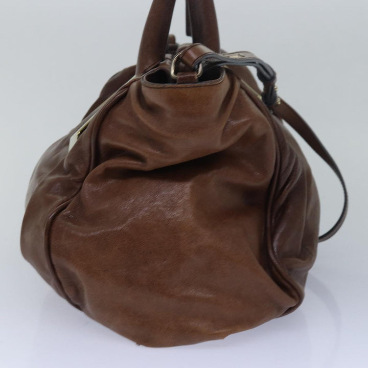 Chloe Etel Hand Bag Leather 2way Brown th5098