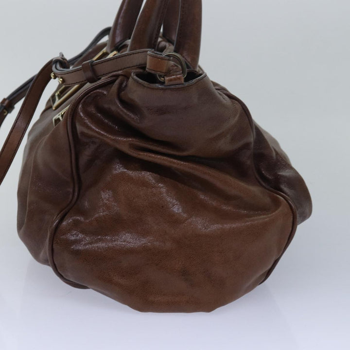 Chloe Etel Hand Bag Leather 2way Brown th5098