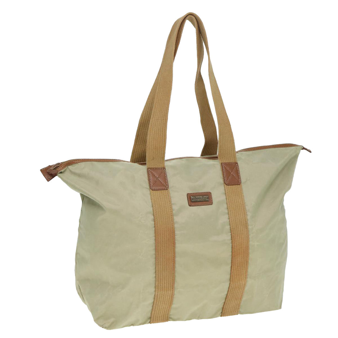 CHRISTIAN Top quality Dior Tote Bag Nylon Beige Auth th5100