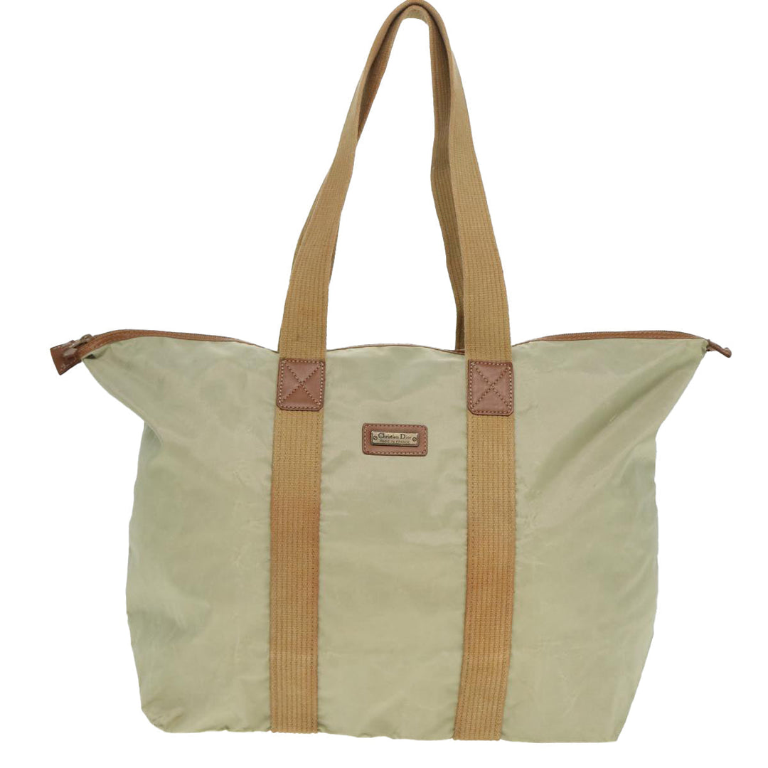 CHRISTIAN Top quality Dior Tote Bag Nylon Beige Auth th5100
