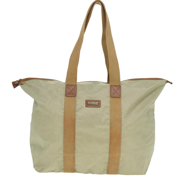 CHRISTIAN Top quality Dior Tote Bag Nylon Beige Auth th5100